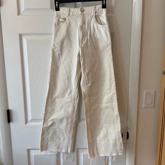 Rachel Comey Denim - Rachel Comey Cream Wide-Leg Raw Hem Jeans Size 0